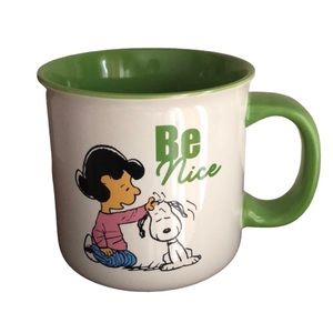Peanuts Lucy Snoopy BE NICE mug
